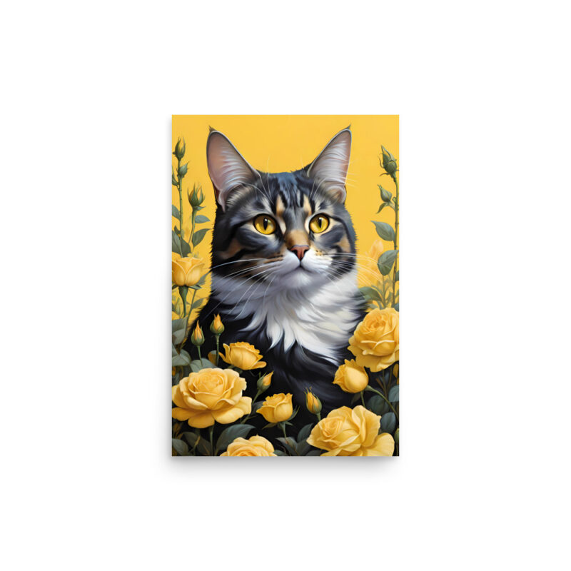Chat et rosier