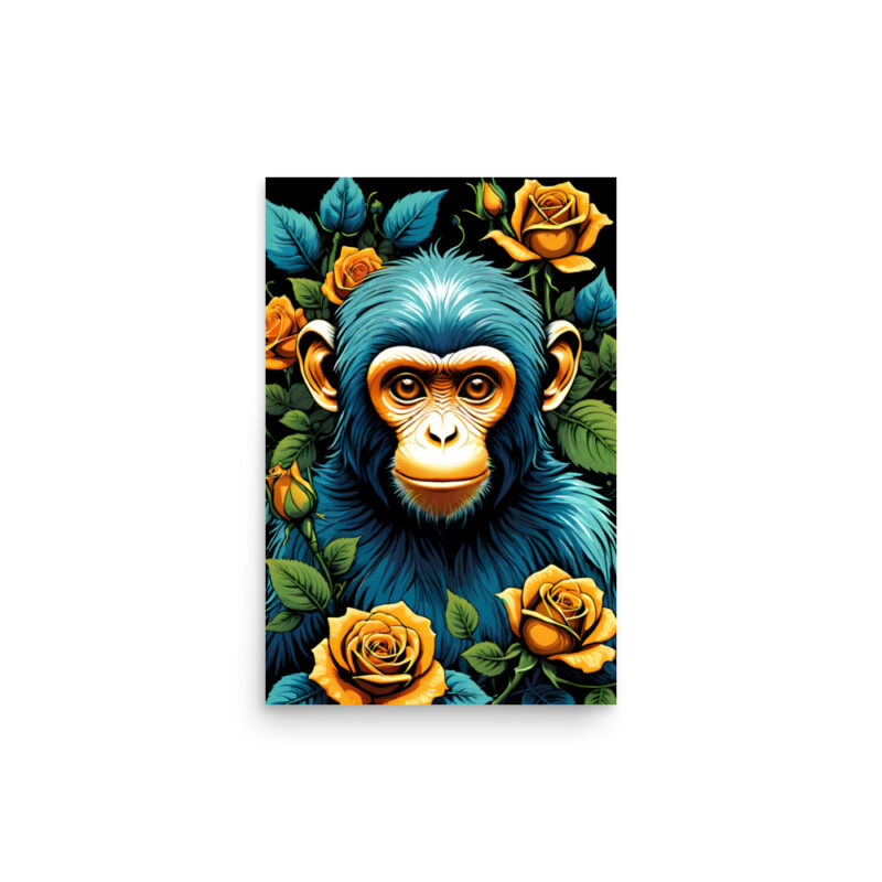 Singe avec roses jaunes