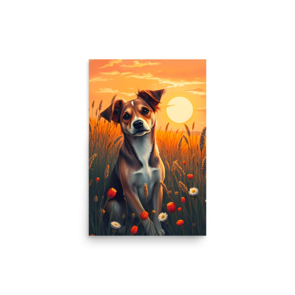 Chien dans prairie